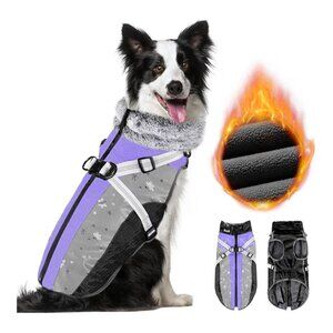 Dog Winter Jacket with Harness Waterproof Pet Warm Dog Clothing Coat Sz Xs